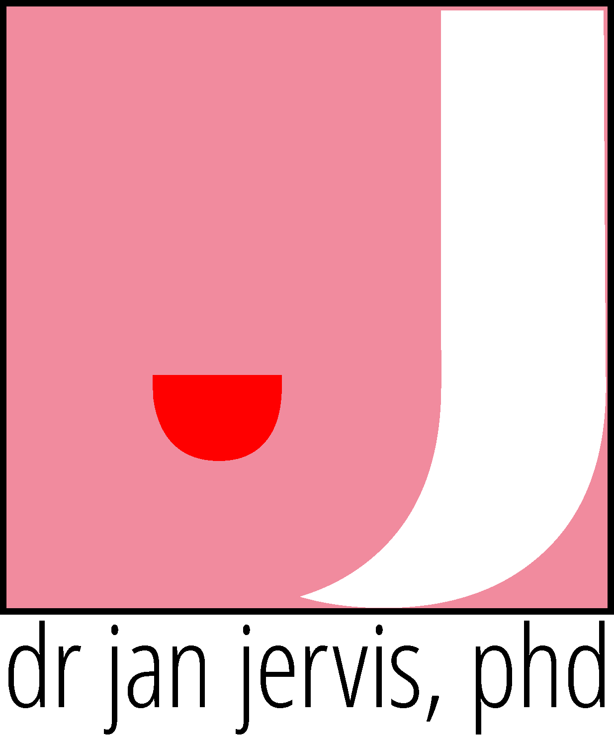 Pink, white and red logo symbol for Dr Jan Jervis , PhD
