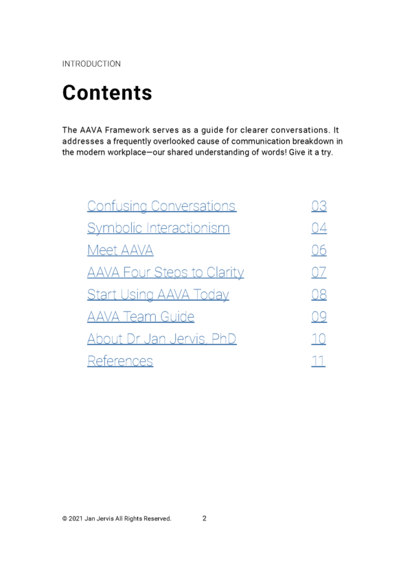 AAVA Framework Contents
