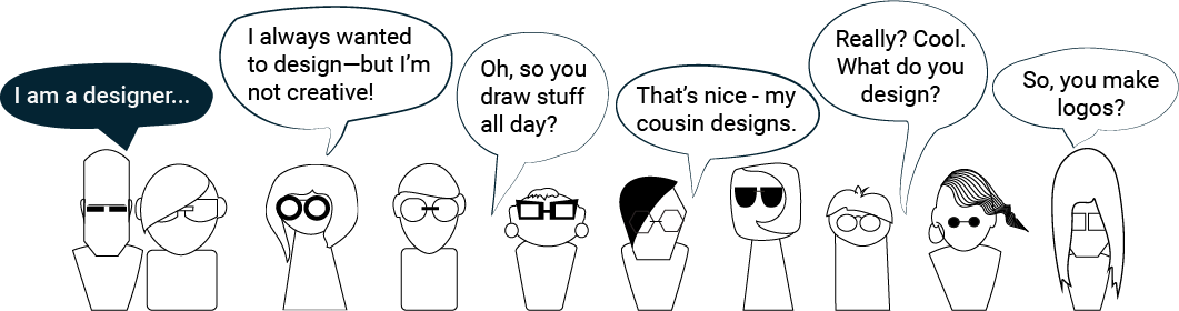 Character illustrations about meaning of design 