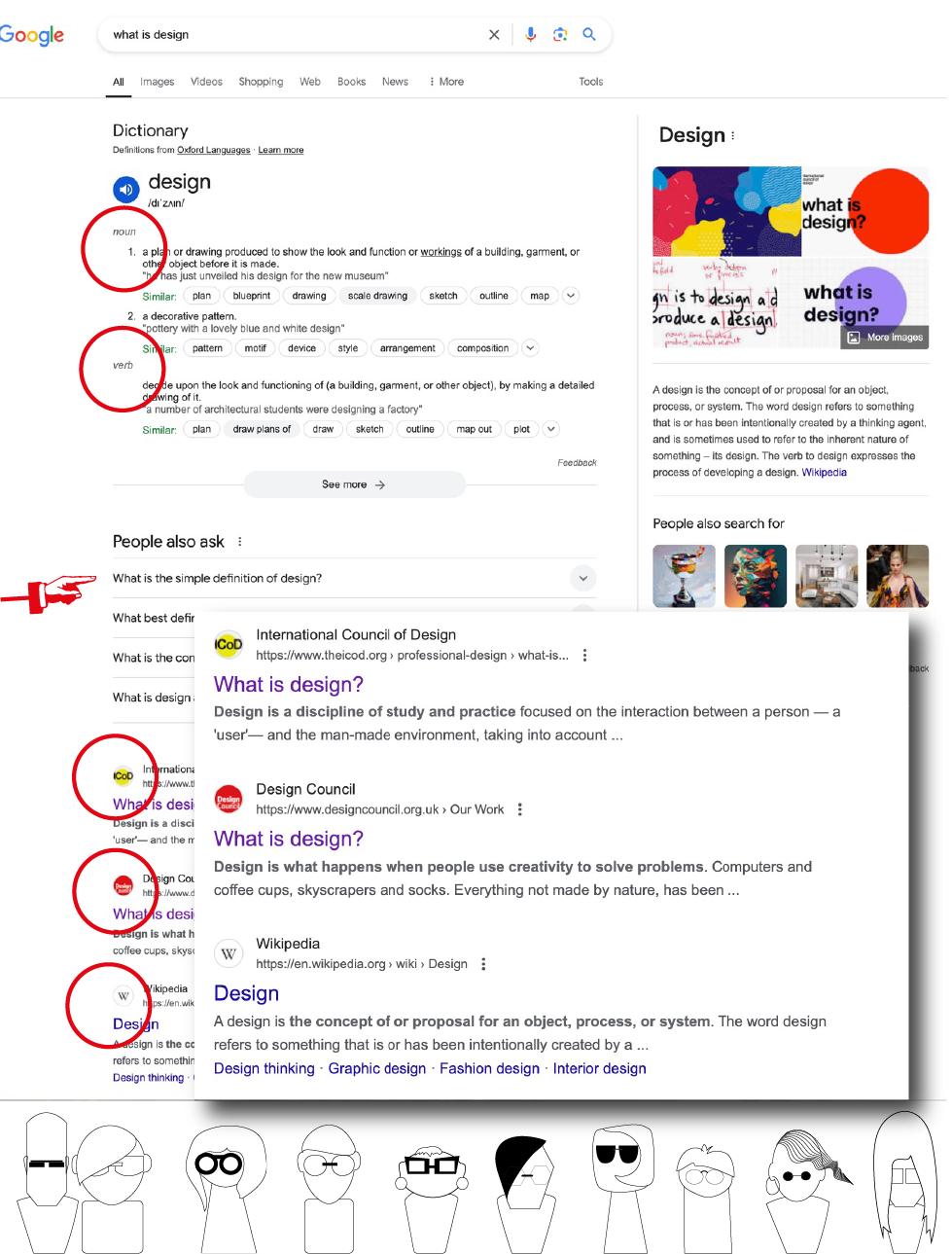 Image of Google search  results for what is design.
