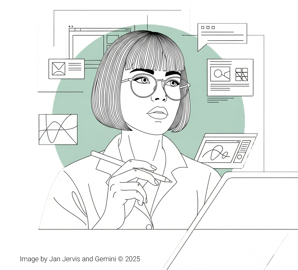 Blog graphic retro illustration of girl imagining a future without the Internet